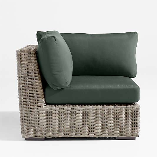 Abaco Resin Wicker Outdoor Corner Chair with Cast Ivy Sunbrella ® Cushions