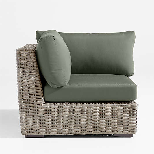 Abaco All-Weather Wicker Outdoor Corner Chair with Cast Sage Sunbrella ® Cushions