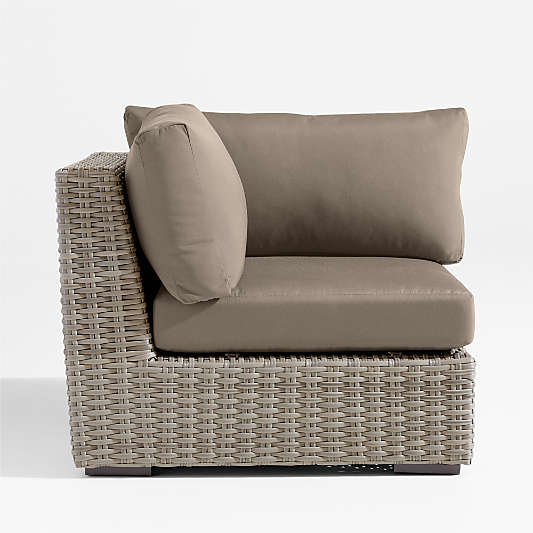 Abaco All-Weather Wicker Outdoor Corner Chair with Cast Shale Sunbrella ® Cushions