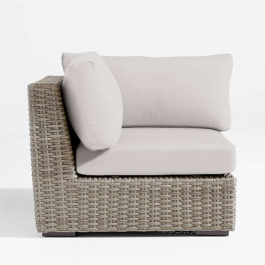 Abaco All-Weather Wicker Outdoor Corner Chair with Cast Silver Sunbrella ® Cushions