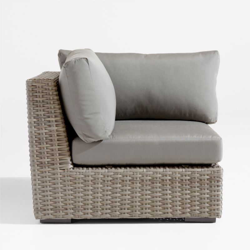 Abaco Grey Resin Wicker Outdoor Corner Chair with Graphite Sunbrella ® Cushions