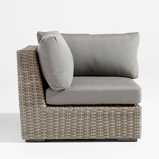 Abaco Grey Resin Wicker Outdoor Corner Chair with Graphite Sunbrella ® Cushions