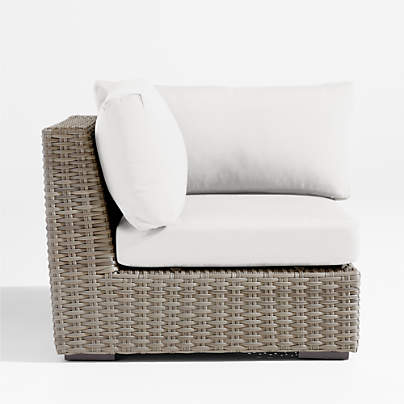 Abaco Resin Wicker Outdoor Corner Chair with Natural Sunbrella ® Cushions