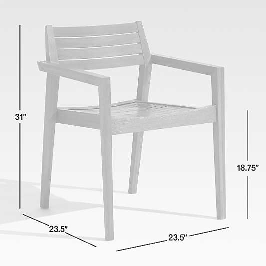 Abaco Wood Stackable Outdoor Dining Chair with Arms