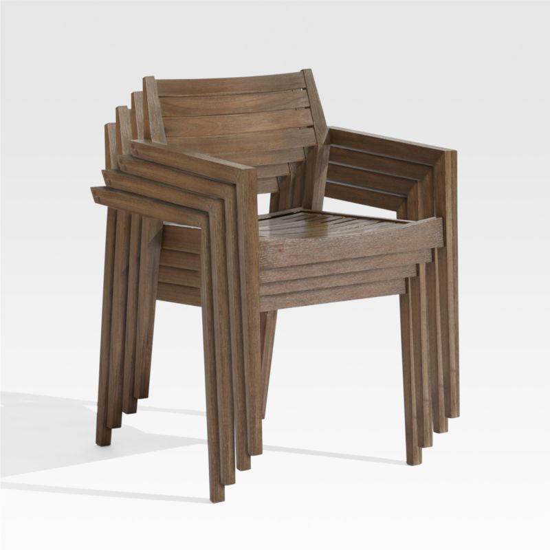 Abaco Wood Stackable Outdoor Dining Chair with Arms