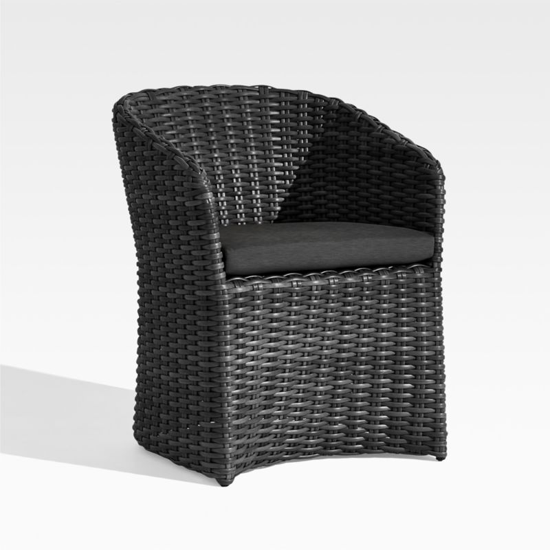 Abaco Resin Wicker Charcoal Grey Outdoor Dining Chair with Charcoal Sunbrella ® Cushion