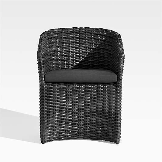 Abaco Resin Wicker Charcoal Grey Outdoor Dining Chair with Charcoal Sunbrella ® Cushion