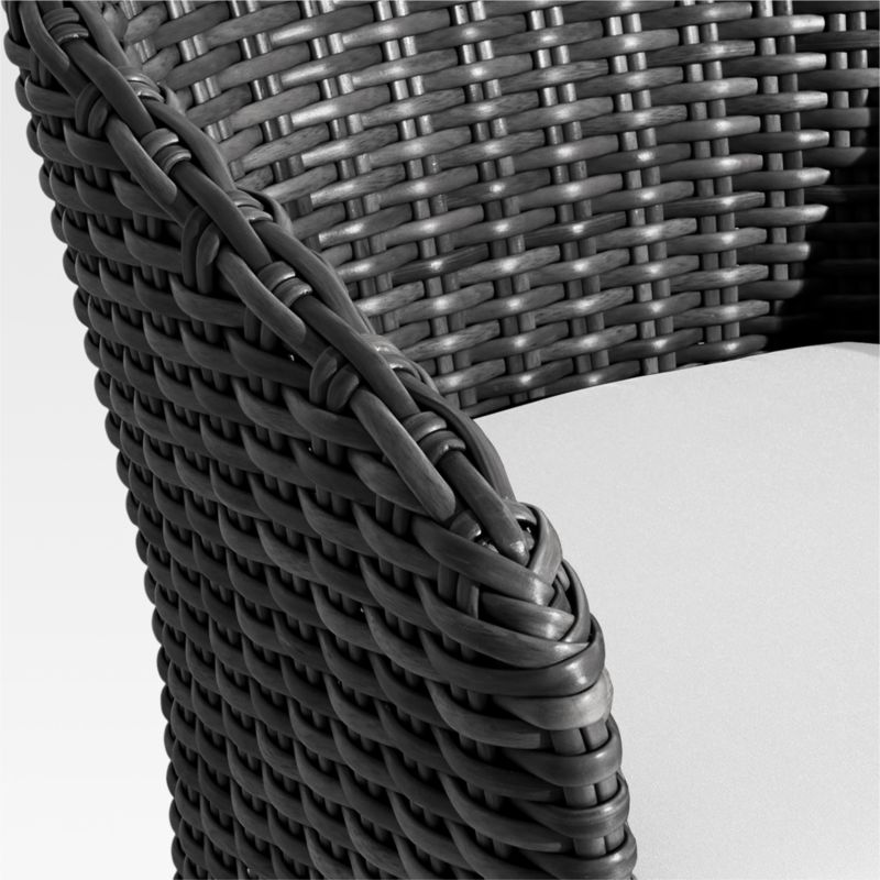Abaco Resin Wicker Charcoal Grey Outdoor Dining Chair with White Sand Sunbrella ® Cushion