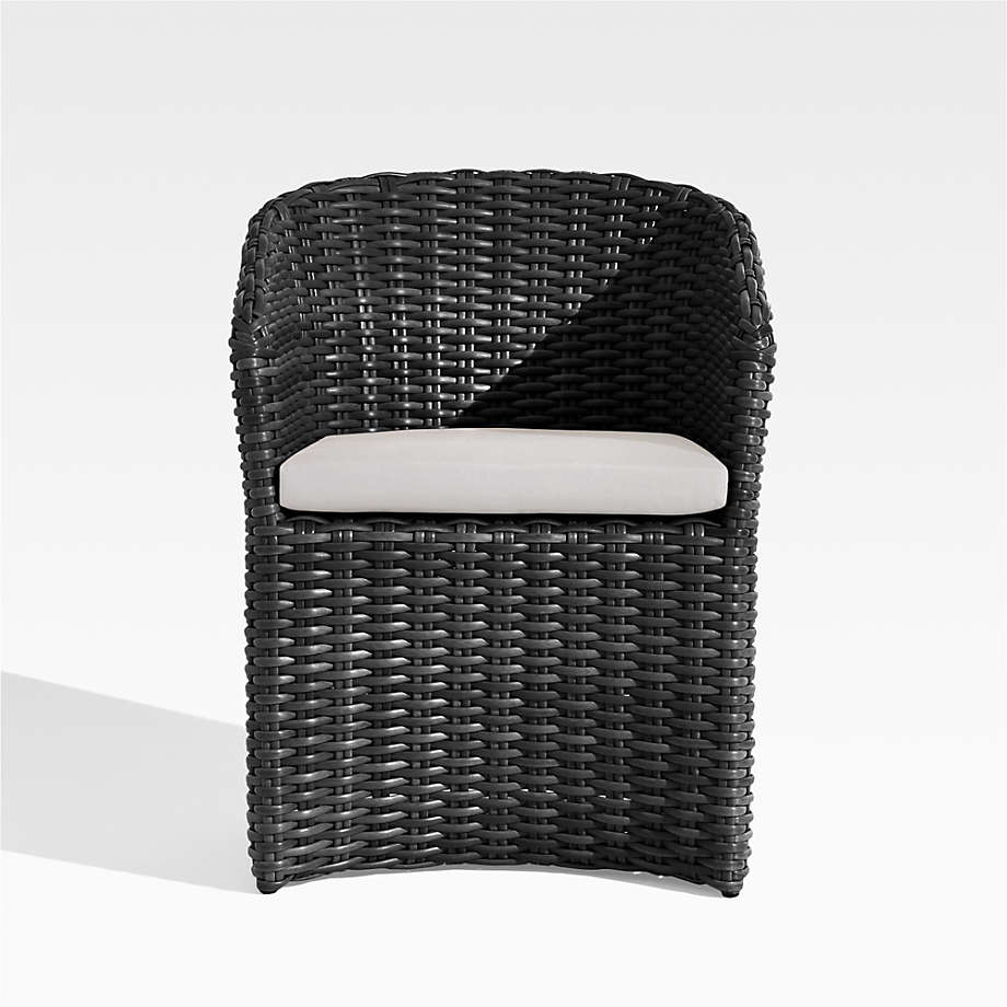Abaco Resin Wicker Charcoal Dining Chair with White Sand Sunbrella