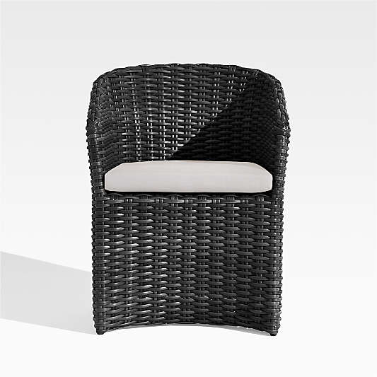 Abaco Resin Wicker Charcoal Grey Outdoor Dining Chair with White Sand Sunbrella ® Cushion