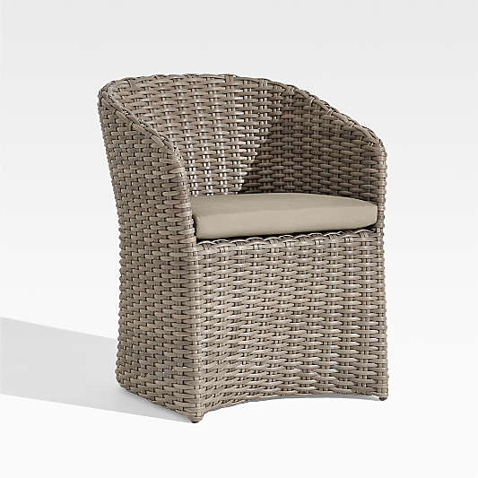 Abaco Resin Wicker Outdoor Dining Chair with Canvas Flax Sunbrella ® Cushion