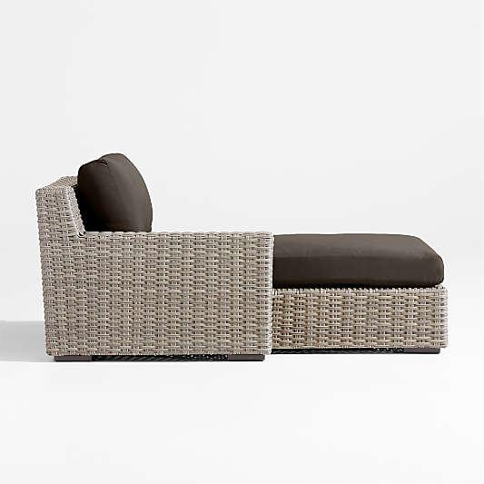 Abaco All-Weather Wicker Left-Arm Outdoor Chaise Lounge with Canvas Java Sunbrella ® Cushions