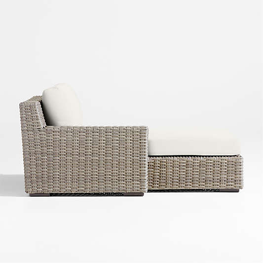 Abaco Resin Wicker Left-Arm Outdoor Chaise Lounge with Natural Sunbrella ® Cushion