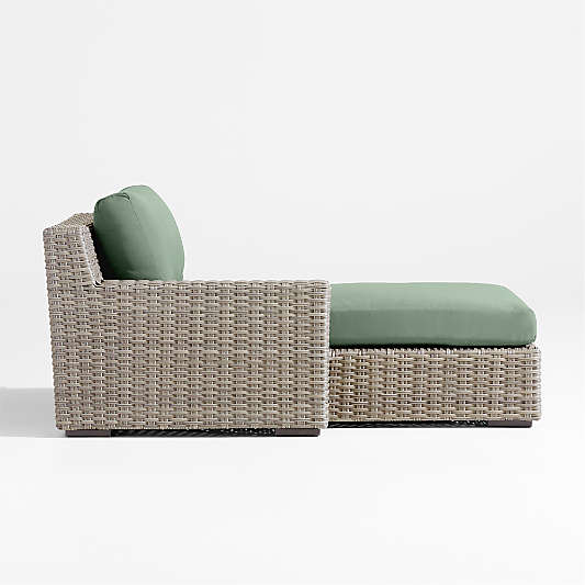 Abaco All-Weather Wicker Left-Arm Outdoor Chaise Lounge with Canvas Spa Sunbrella ® Cushions
