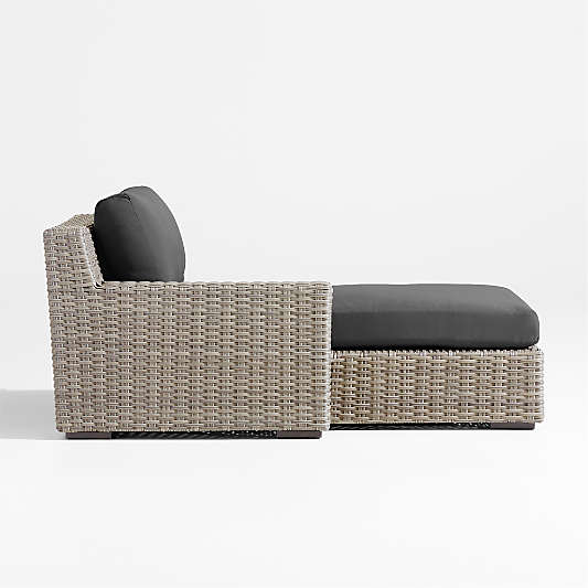 Abaco Resin Wicker Left-Arm Outdoor Chaise Lounge with Cast Charcoal Sunbrella ® Cushions