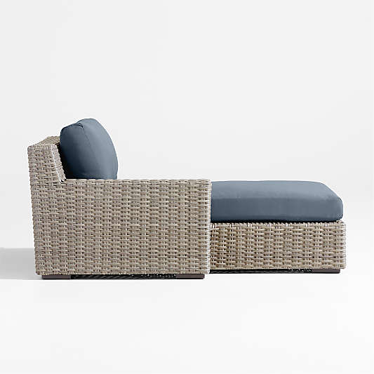 Abaco Resin Wicker Left-Arm Outdoor Chaise Lounge with Cast Harbor Sunbrella ® Cushions
