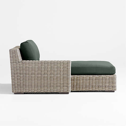 Abaco All-Weather Wicker Left-Arm Outdoor Chaise Lounge with Cast Ivy Sunbrella ® Cushions