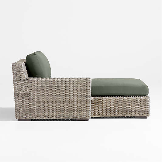 Abaco All-Weather Wicker Left-Arm Outdoor Chaise Lounge with Cast Sage Sunbrella ® Cushions
