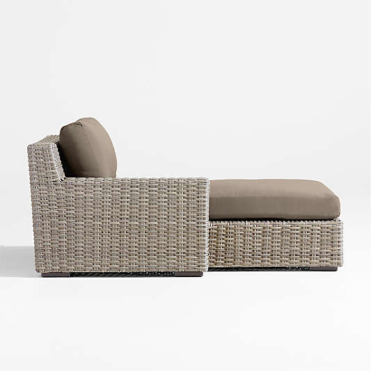 Abaco Resin Wicker Left-Arm Outdoor Chaise Lounge with Cast Shale Sunbrella ® Cushions