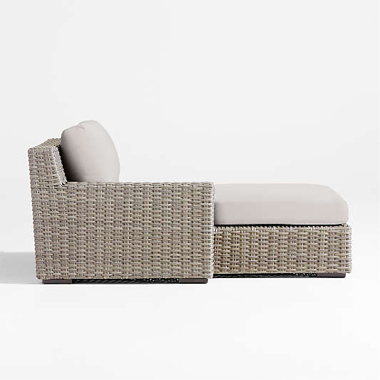 Abaco All-Weather Wicker Left-Arm Outdoor Chaise Lounge with Cast Silver Sunbrella ® Cushions
