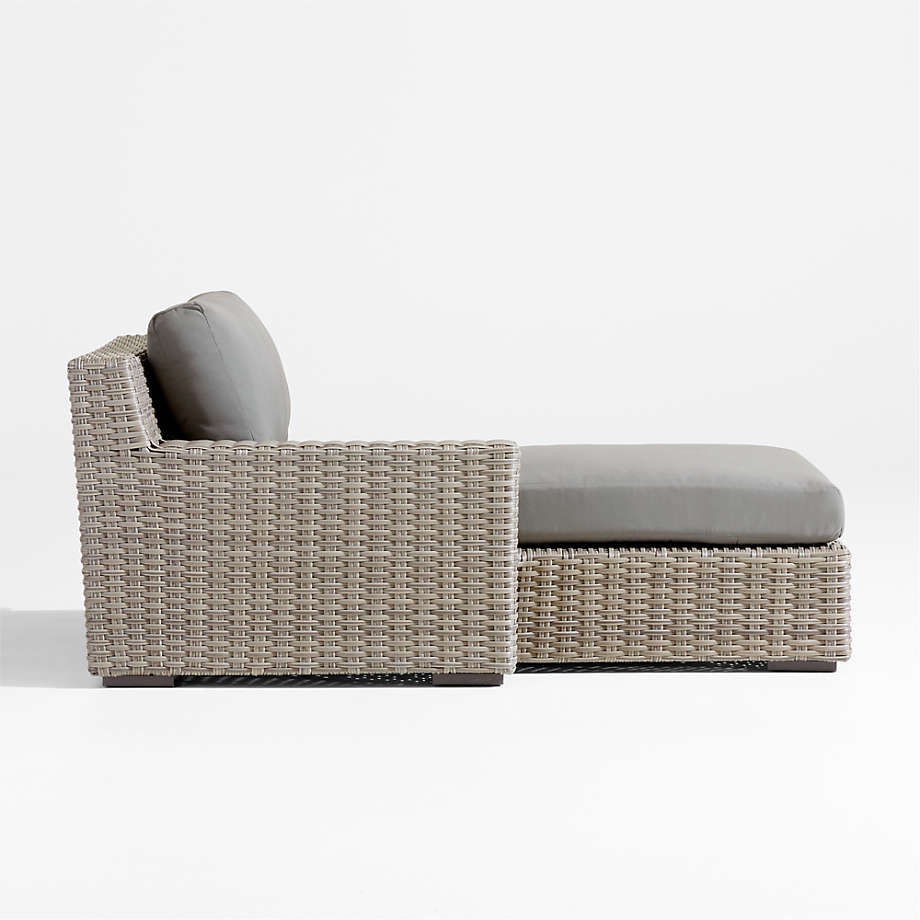 Abaco Grey Resin Wicker LeftArm Outdoor Chaise Lounge with Graphite Sunbrella Cushion Crate