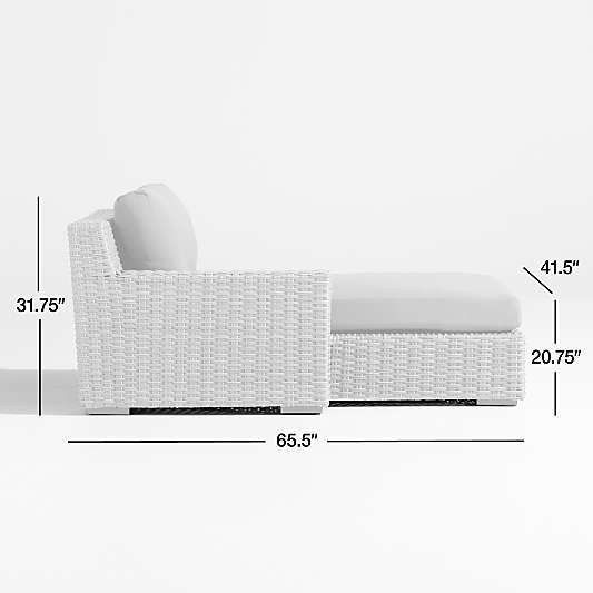 Abaco Grey Resin Wicker Left-Arm Outdoor Chaise Lounge with White Sand Sunbrella ® Cushion