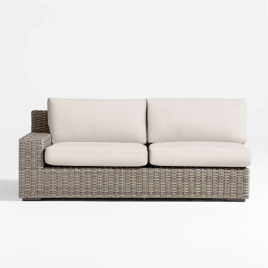 Abaco Resin Wicker Left-Arm Outdoor Sofa with Canvas Canvas Sunbrella ® Cushions