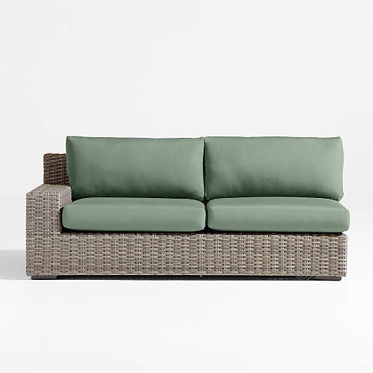 Abaco Resin Wicker Left-Arm Outdoor Sofa with Canvas Spa Sunbrella ® Cushions