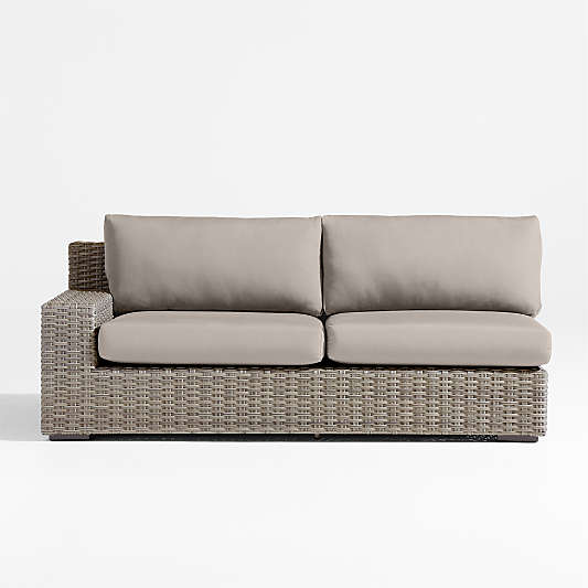 Abaco Resin Wicker Left-Arm Outdoor Sofa with Cast Ash Sunbrella ® Cushions