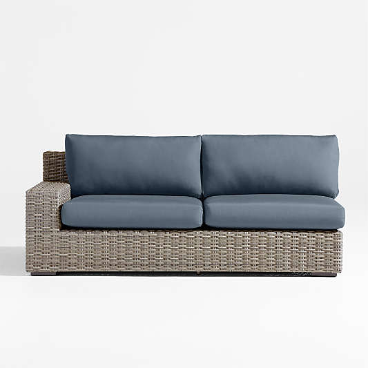 Abaco Resin Wicker Left-Arm Outdoor Sofa with Cast Harbor Sunbrella ® Cushions