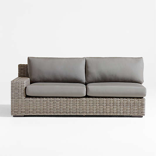 Abaco Grey Resin Wicker Left-Arm Outdoor Sofa with Graphite Sunbrella ® Cushions