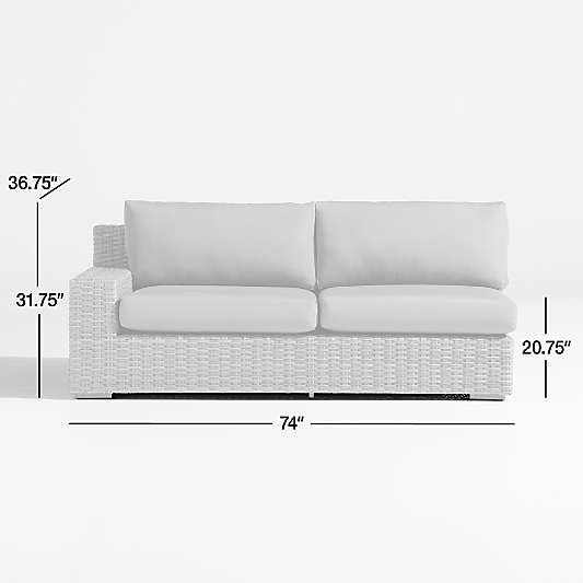 Abaco All-Weather Wicker Left-Arm Outdoor Sofa with Canvas Charcoal Sunbrella ® Cushions