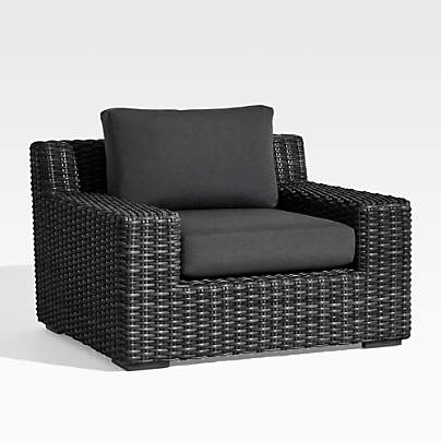 Abaco Resin Wicker Charcoal Grey Outdoor Lounge Chair with Charcoal Sunbrella ® Cushion