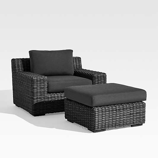 Abaco Resin Wicker Charcoal Grey Outdoor Lounge Chair with Charcoal Sunbrella ® Cushion