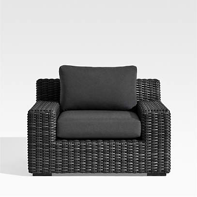 Abaco Resin Wicker Charcoal Grey Outdoor Lounge Chair with Charcoal Sunbrella Cushion