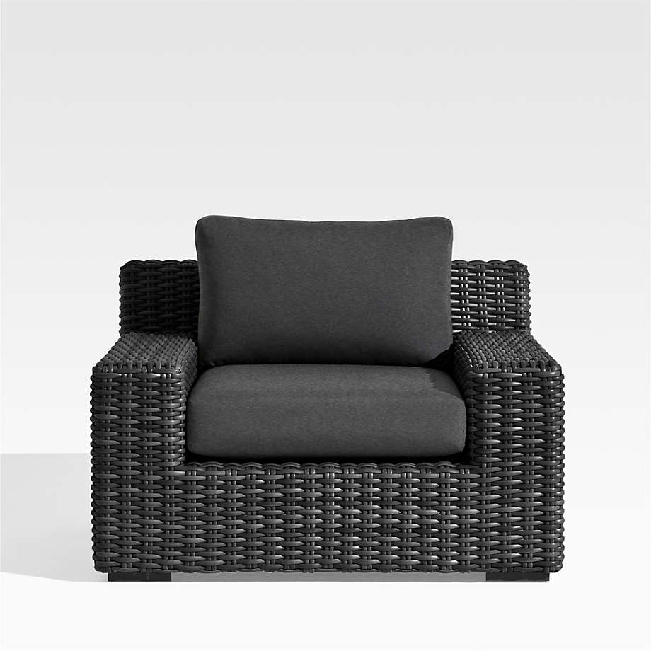 Abaco Resin Wicker Charcoal Grey Outdoor Lounge Chair with Charcoal Sunbrella ® Cushion