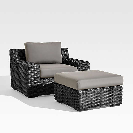 Abaco Resin Wicker Charcoal Grey Outdoor Lounge Chair with Graphite Sunbrella ® Cushion