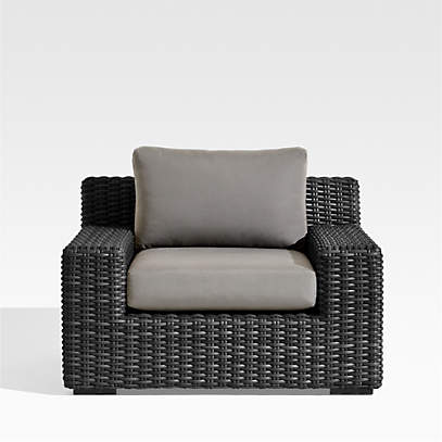 Abaco Resin Wicker Charcoal Grey Outdoor Lounge Chair with