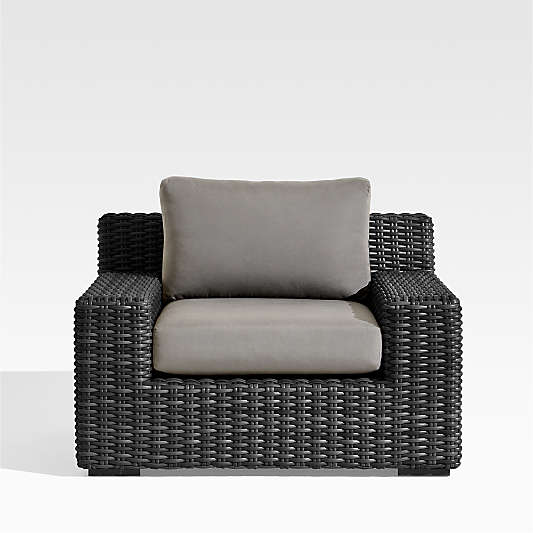 Abaco Resin Wicker Charcoal Grey Outdoor Lounge Chair with Graphite Sunbrella ® Cushion