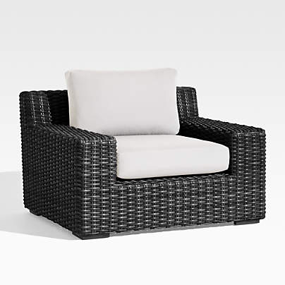 Abaco Resin Wicker Charcoal Grey Outdoor Lounge Chair with White Sand Sunbrella ® Cushion