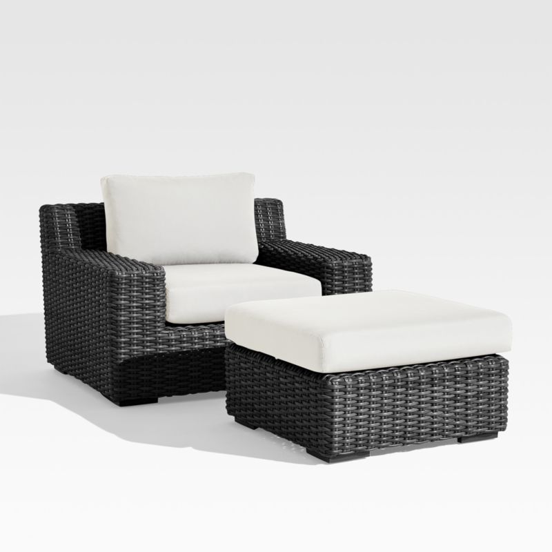 Abaco Resin Wicker Charcoal Grey Outdoor Ottoman with White Sand Sunbrella ® Cushion - image 4 of 5