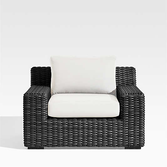 Abaco Resin Wicker Charcoal Grey Outdoor Lounge Chair with White Sand Sunbrella ® Cushion