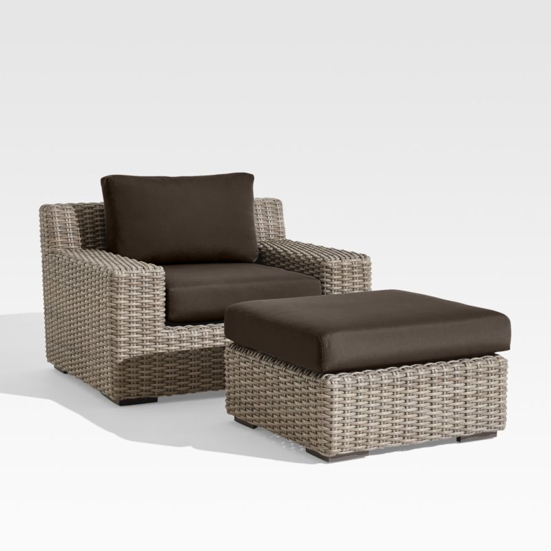 Abaco Resin Wicker Outdoor Lounge Chair with Canvas Java Sunbrella ® Cushions