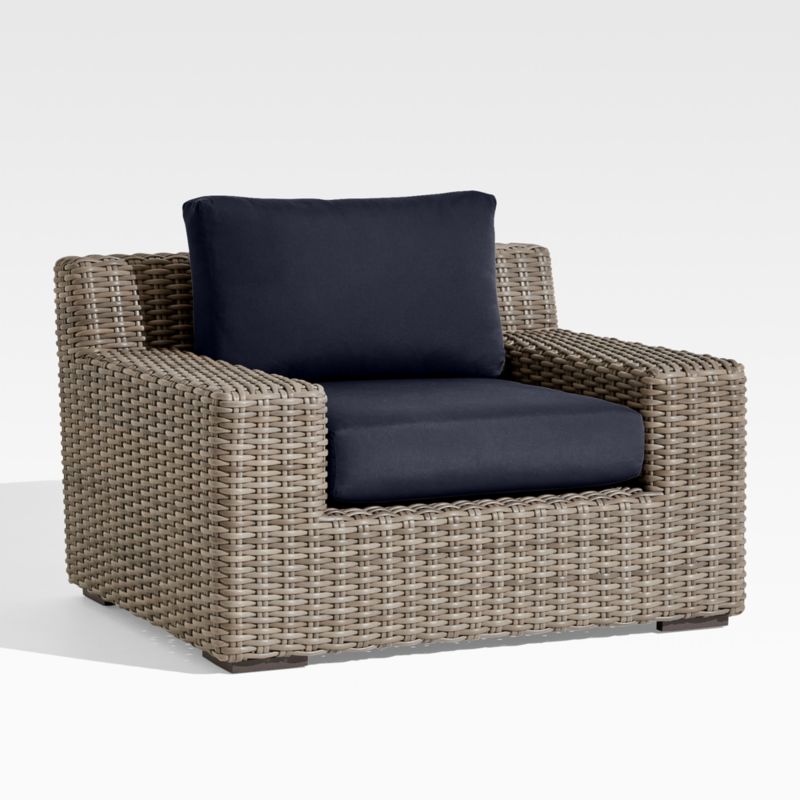 Viewing product image Abaco Resin Wicker Outdoor Lounge Chair with Canvas Navy Sunbrella ® Cushions - image 1 of 14