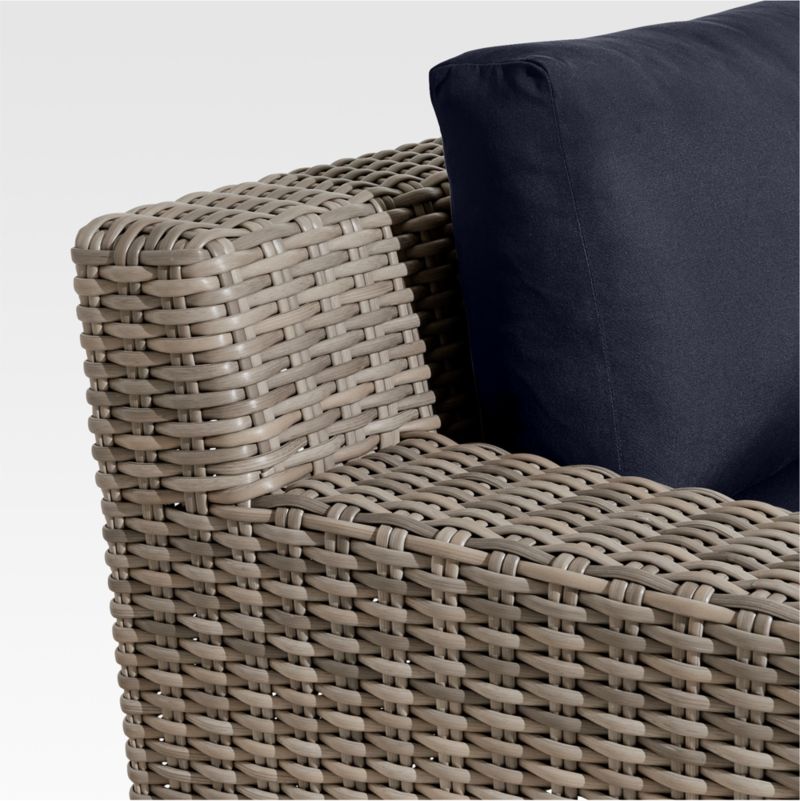 Abaco Resin Wicker Outdoor Lounge Chair with Canvas Navy Sunbrella ® Cushions