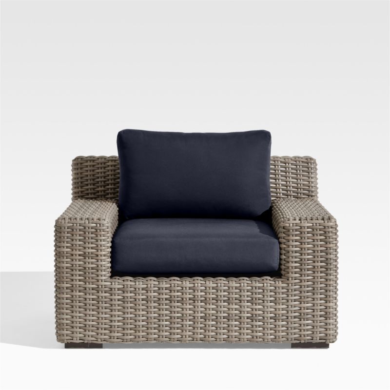 Abaco Resin Wicker Outdoor Lounge Chair with Canvas Navy Sunbrella ® Cushions