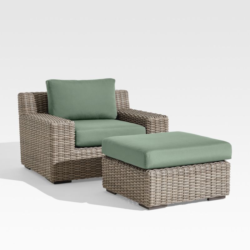 Abaco Resin Wicker Outdoor Lounge Chair with Canvas Spa Sunbrella ® Cushions