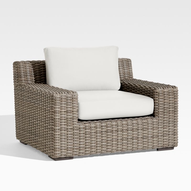 Viewing product image Abaco Resin Wicker Outdoor Lounge Chair with Canvas White Sunbrella ® Cushions - image 1 of 14