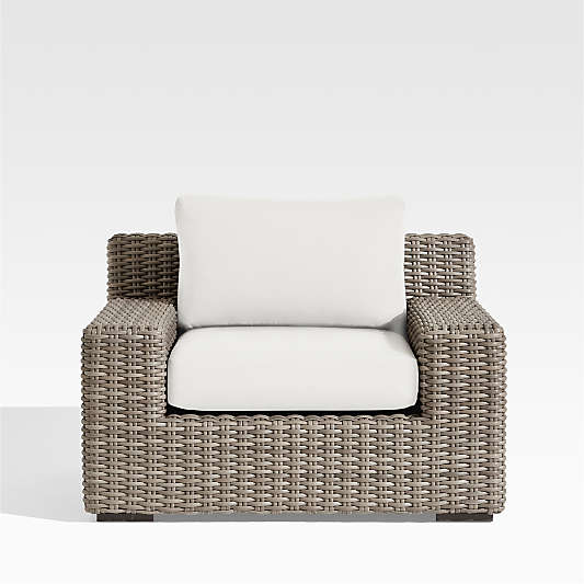 Abaco All-Weather Wicker Outdoor Lounge Chair with Canvas White Sunbrella ® Cushions