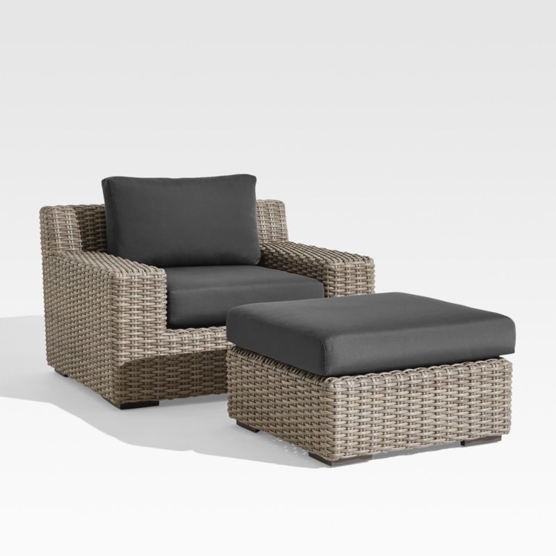 Abaco Resin Wicker Outdoor Lounge Chair with Cast Charcoal Sunbrella ® Cushions